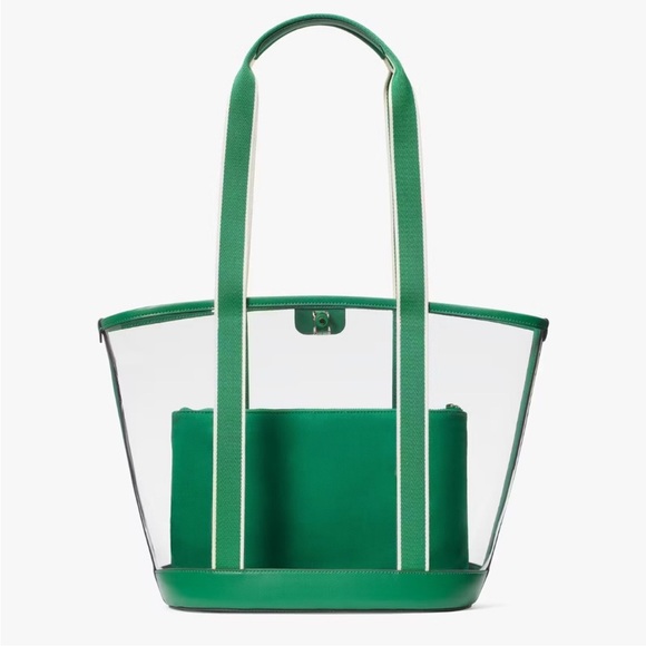 ♠️kate spade Clare Clear See Through Stadium Tote Bag, Green Bean NWT - Picture 4 of 15